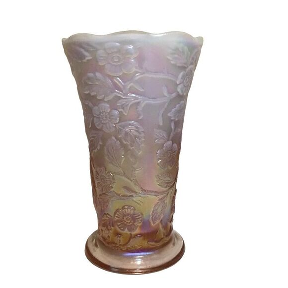 Fenton Peacock Pink Iridescent Carnival Vase - Picture 4 of 7